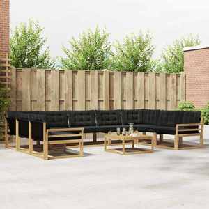 vidaXL Set de canapele de exterior cu pernă 10 pcs Alb și negru imagine