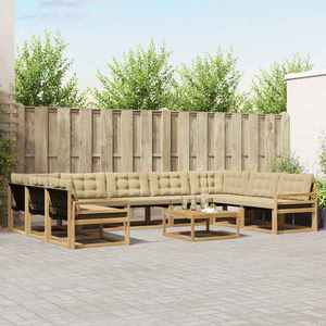 vidaXL Set de canapele de exterior cu pernă 10 pcs Alb și Bej imagine