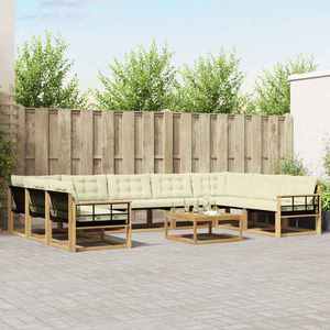 vidaXL Set de canapele de exterior cu pernă 10 pcs Alb și crem imagine