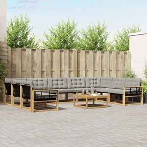 vidaXL Set de canapele de exterior cu pernă 10 pcs Alb și gri deschis imagine