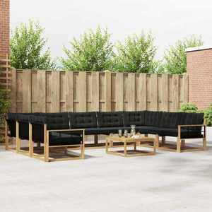 vidaXL Set de canapele de exterior cu pernă 10 pcs Alb și negru imagine