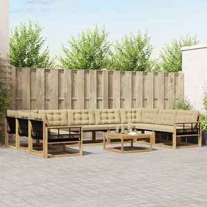 vidaXL Set de canapele de exterior cu pernă 10 pcs Alb și Bej imagine