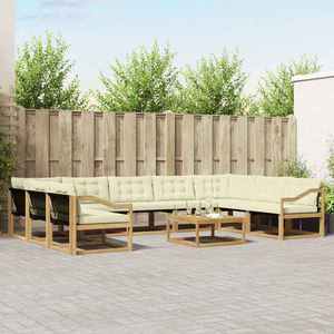 vidaXL Set de canapele de exterior cu pernă 10 pcs Alb și crem imagine