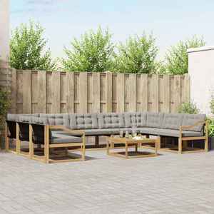 vidaXL Set de canapele de exterior cu pernă 10 pcs Alb și gri deschis imagine