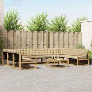 vidaXL Set de canapele de exterior cu pernă 10 pcs Alb și Bej imagine