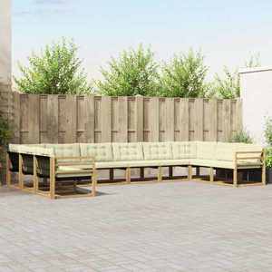 vidaXL Set de canapele de exterior cu pernă 10 pcs Alb și crem imagine