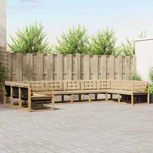 vidaXL Set de canapele de exterior cu pernă 10 pcs Alb și Bej imagine