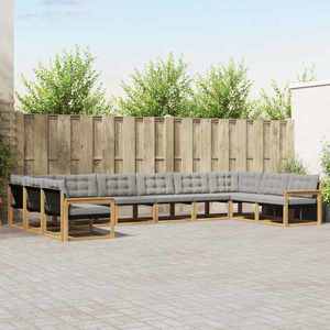 vidaXL Set de canapele de exterior cu pernă 10 pcs Alb și gri deschis imagine