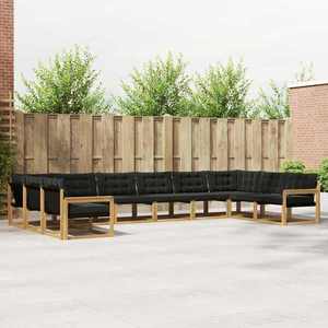 vidaXL Set de canapele de exterior cu pernă 10 pcs Alb și negru imagine