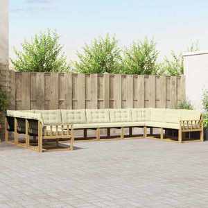 vidaXL Set de canapele de exterior cu pernă 10 pcs Alb și crem imagine