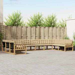 vidaXL Set de canapele de exterior cu pernă 10 pcs Alb și Bej imagine