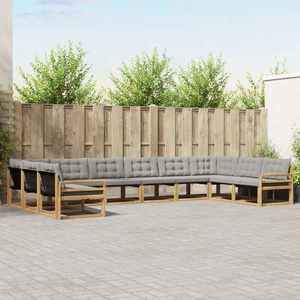 vidaXL Set de canapele de exterior cu pernă 10 pcs Alb și gri deschis imagine