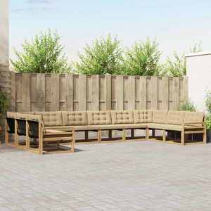 vidaXL Set de canapele de exterior cu pernă 10 pcs Alb și Bej imagine