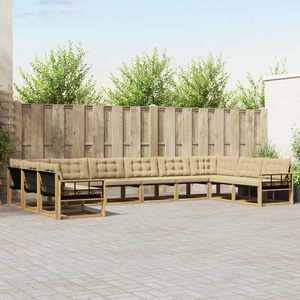 vidaXL Set de canapele de exterior cu pernă 10 pcs Alb și Bej imagine