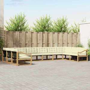 vidaXL Set de canapele de exterior cu pernă 10 pcs Alb și crem imagine