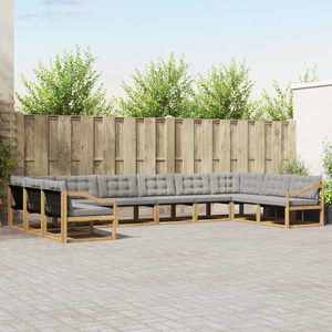 vidaXL Set de canapele de exterior cu pernă 10 pcs Alb și gri deschis imagine