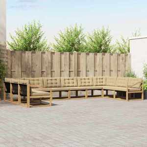 vidaXL Set de canapele de exterior cu pernă 10 pcs Alb și Bej imagine