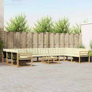 vidaXL Set de canapele de exterior cu pernă 11 pcs Alb și crem imagine