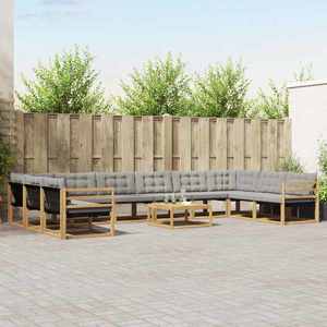 vidaXL Set de canapele de exterior cu pernă 11 pcs Alb și gri deschis imagine