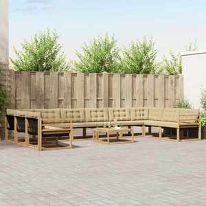 vidaXL Set de canapele de exterior cu pernă 11 pcs Alb și Bej imagine