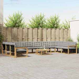 vidaXL Set de canapele de exterior cu pernă 11 pcs Alb și gri deschis imagine