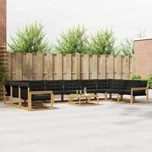 vidaXL Set de canapele de exterior cu pernă 11 pcs Alb și negru imagine