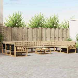 vidaXL Set de canapele de exterior cu pernă 11 pcs Alb și Bej imagine