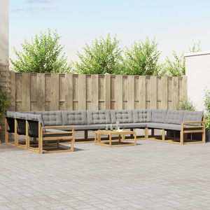 vidaXL Set de canapele de exterior cu pernă 11 pcs Alb și gri deschis imagine