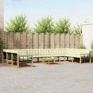 vidaXL Set de canapele de exterior cu pernă 11 pcs Alb și crem imagine