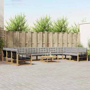 vidaXL Set de canapele de exterior cu pernă 11 pcs Alb și gri deschis imagine