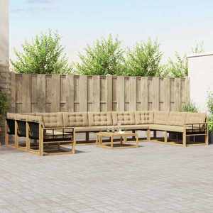 vidaXL Set de canapele de exterior cu pernă 11 pcs Alb și Bej imagine