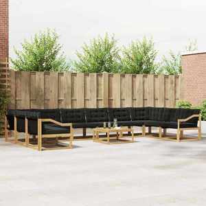 vidaXL Set de canapele de exterior cu pernă 11 pcs Alb și negru imagine