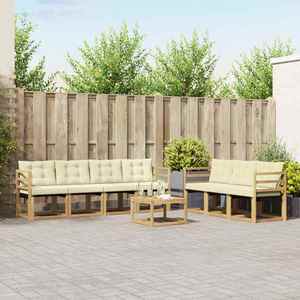 vidaXL Set de canapele de exterior cu pernă 8 pcs Alb și crem imagine