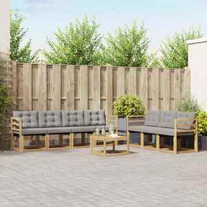 vidaXL Set de canapele de exterior cu pernă 8 pcs Alb și gri deschis imagine