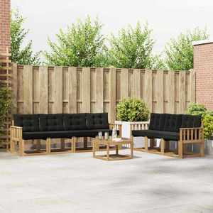 vidaXL Set de canapele de exterior cu pernă 8 pcs Alb și negru imagine