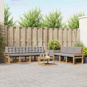 vidaXL Set de canapele de exterior cu pernă 8 pcs Alb și gri deschis imagine