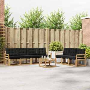vidaXL Set de canapele de exterior cu pernă 8 pcs Alb și negru imagine