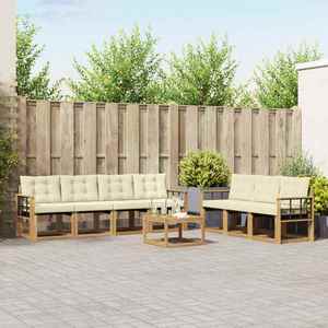 vidaXL Set de canapele de exterior cu pernă 8 pcs Alb și crem imagine