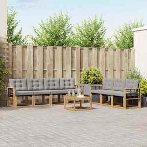 vidaXL Set de canapele de exterior cu pernă 8 pcs Alb și gri deschis imagine