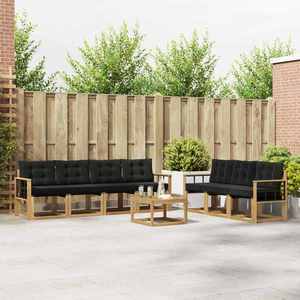 vidaXL Set de canapele de exterior cu pernă 8 pcs Alb și negru imagine