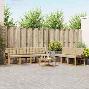 vidaXL Set de canapele de exterior cu pernă 8 pcs Alb și Bej imagine