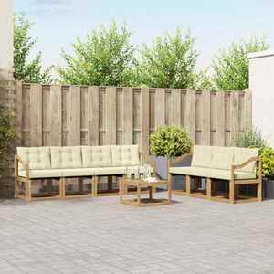 vidaXL Set de canapele de exterior cu pernă 8 pcs Alb și crem imagine