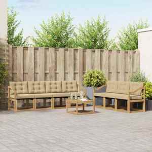 vidaXL Set de canapele de exterior cu pernă 8 pcs Alb și Bej imagine