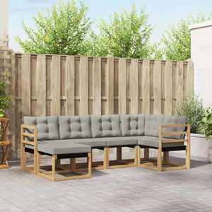 vidaXL Set de canapele de exterior cu pernă 6 pcs Alb și gri deschis imagine