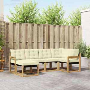vidaXL Set de canapele de exterior cu pernă 6 pcs Alb și crem imagine