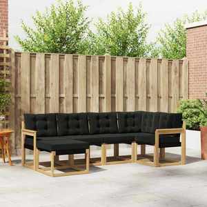 vidaXL Set de canapele de exterior cu pernă 6 pcs Alb și negru imagine