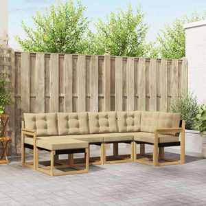 vidaXL Set de canapele de exterior cu pernă 6 pcs Alb și Bej imagine