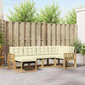 vidaXL Set de canapele de exterior cu pernă 6 pcs Alb și crem imagine