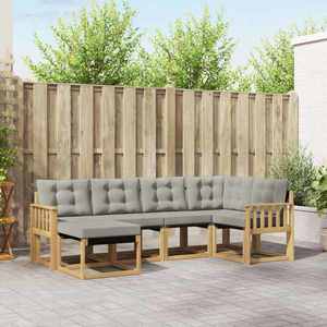 vidaXL Set de canapele de exterior cu pernă 6 pcs Alb și gri deschis imagine