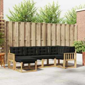 vidaXL Set de canapele de exterior cu pernă 6 pcs Alb și negru imagine